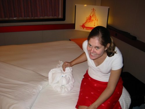 Jess with the towel puppy
